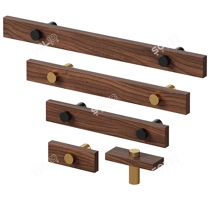 Walnut Brass Handles by Meraki 3D model image 4