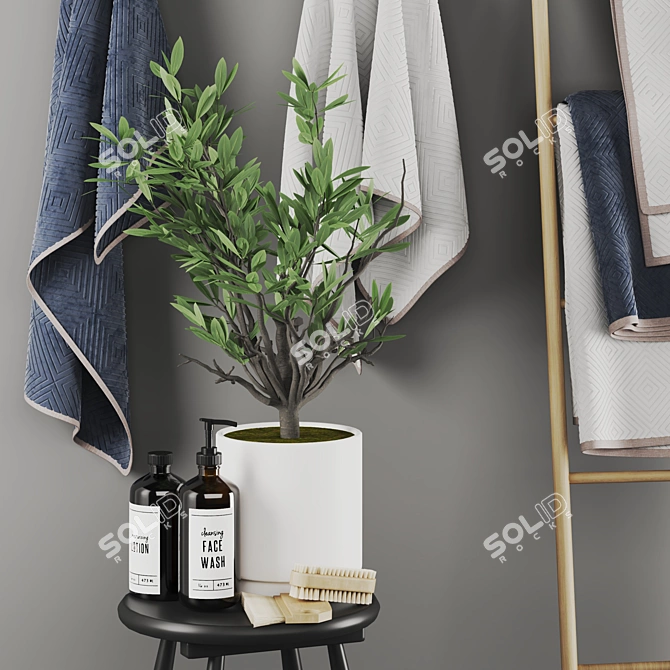 Modern Bathroom Accessory Set Kit 3D model image 3