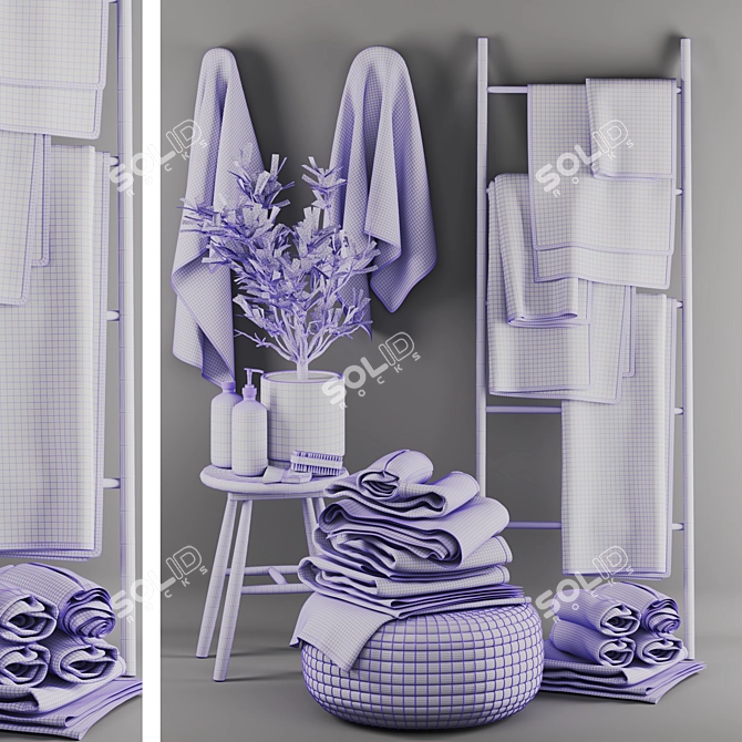 Modern Bathroom Accessory Set Kit 3D model image 4