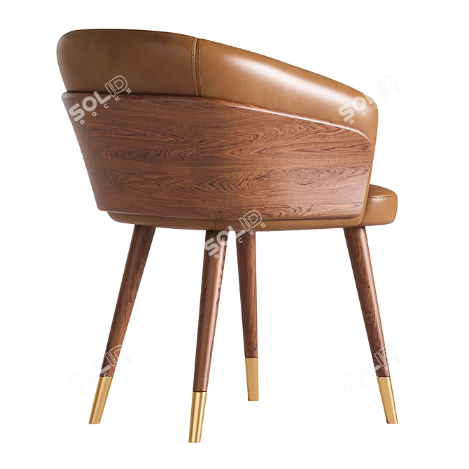 Nordic Solid Wood Club Chair 3D model image 3