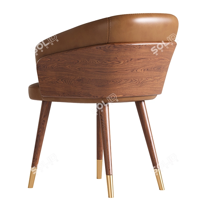 Nordic Solid Wood Club Chair 3D model image 4