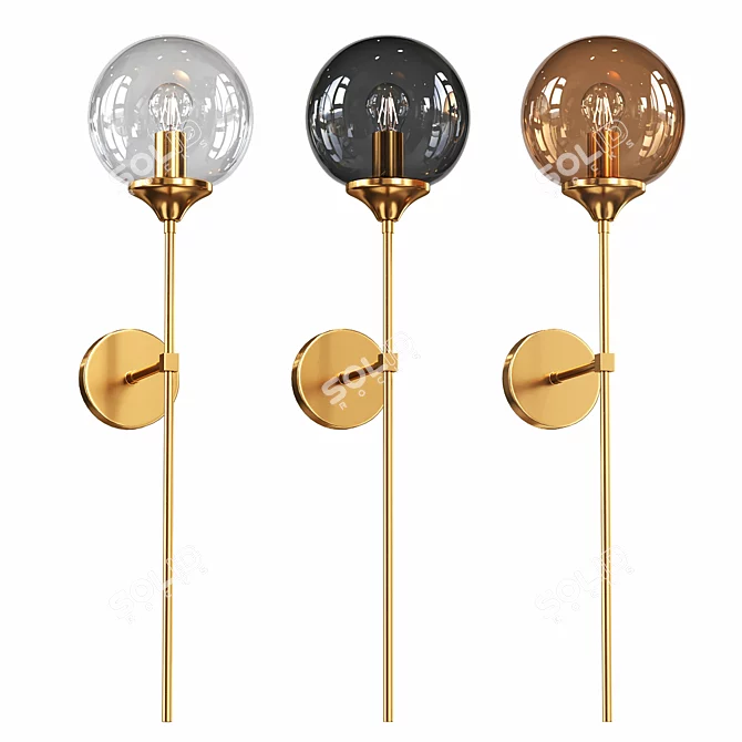 Brass Torch Glass Wall Sconce 3D model image 1