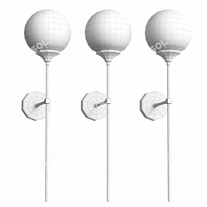 Brass Torch Glass Wall Sconce 3D model image 2