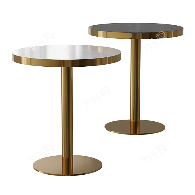 Modern Brass Cafe Table - 3D Model 3D model image 1