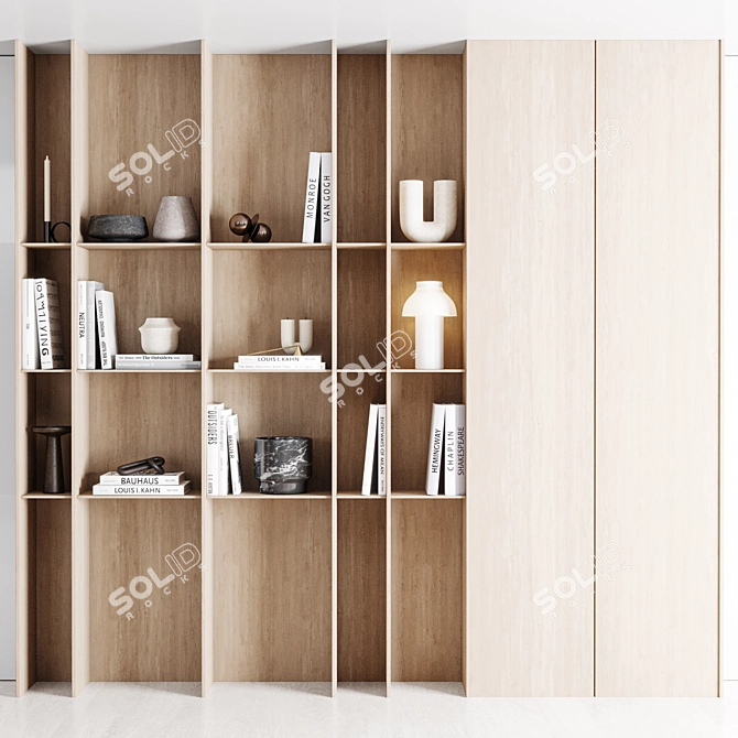 Modern Wood Bookrack Furniture Home 3D model image 1