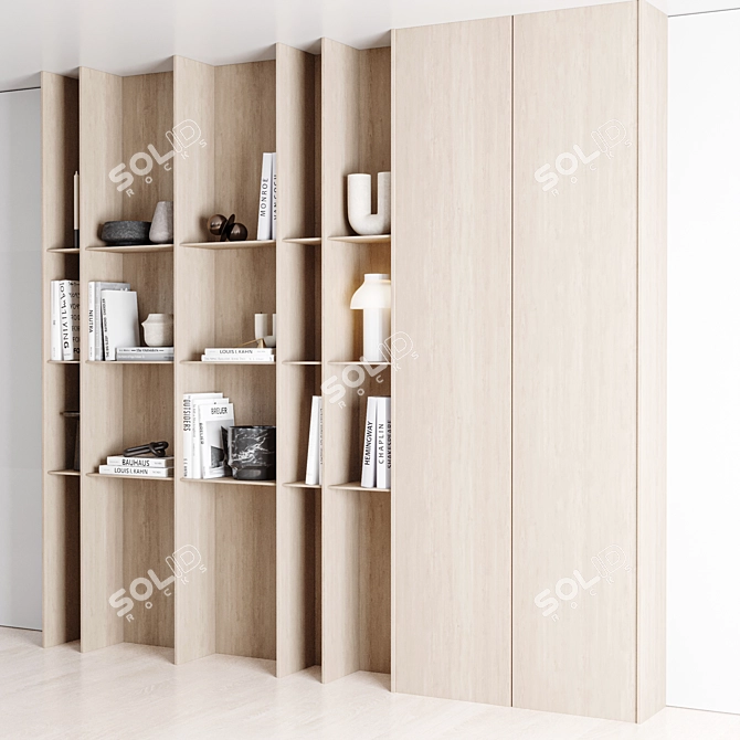 Modern Wood Bookrack Furniture Home 3D model image 2