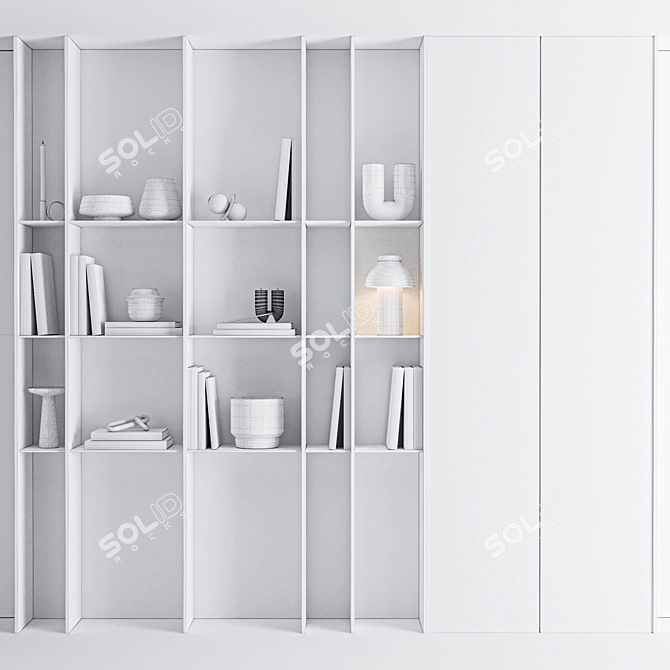 Modern Wood Bookrack Furniture Home 3D model image 7