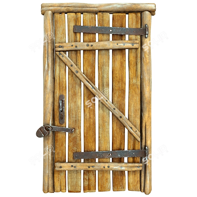 Antique Quadro Wooden Door 3D model image 1