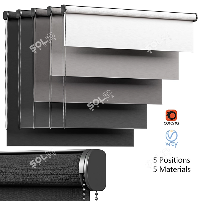 Modern Roller Blinds Set 07 3D model image 1