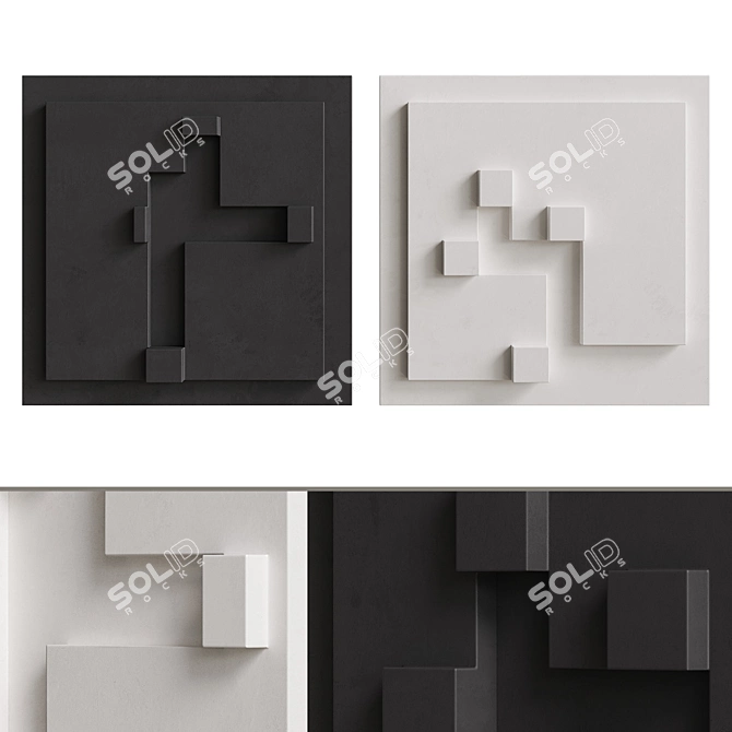 Geometric 3D Relief Art Panel 3D model image 1