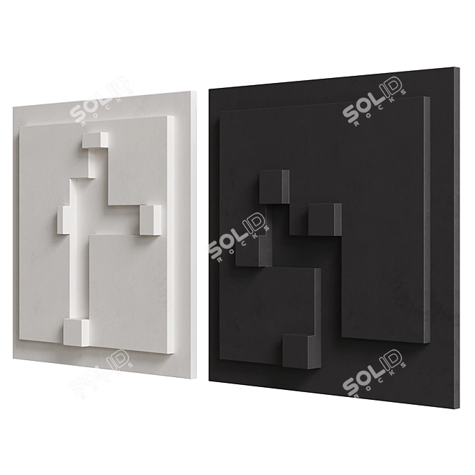 Geometric 3D Relief Art Panel 3D model image 2