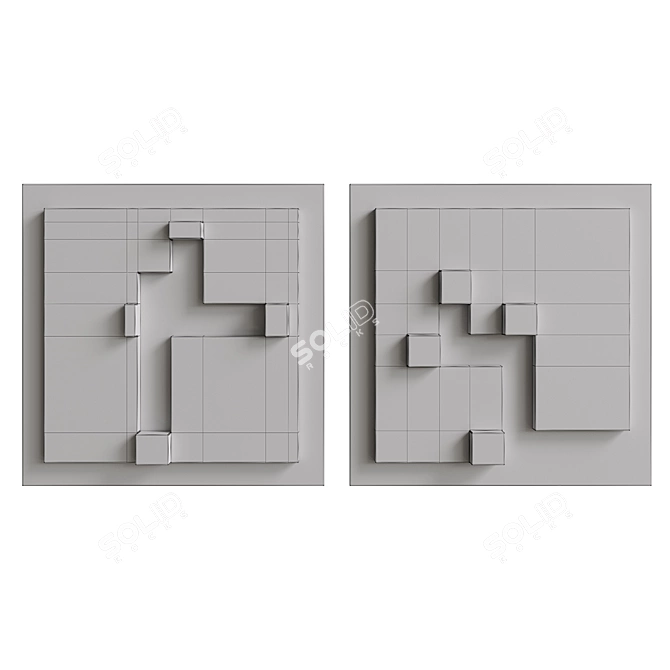 Geometric 3D Relief Art Panel 3D model image 4