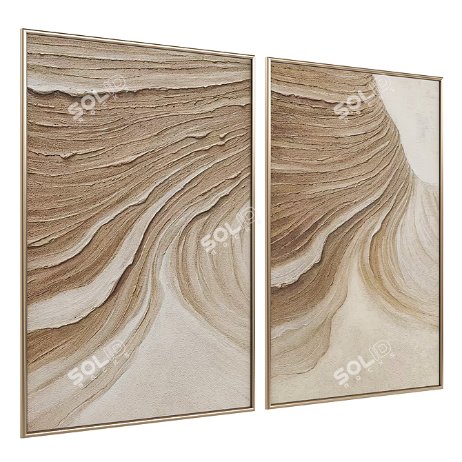 Geometric Dual Canvas Art Set 3D model image 2