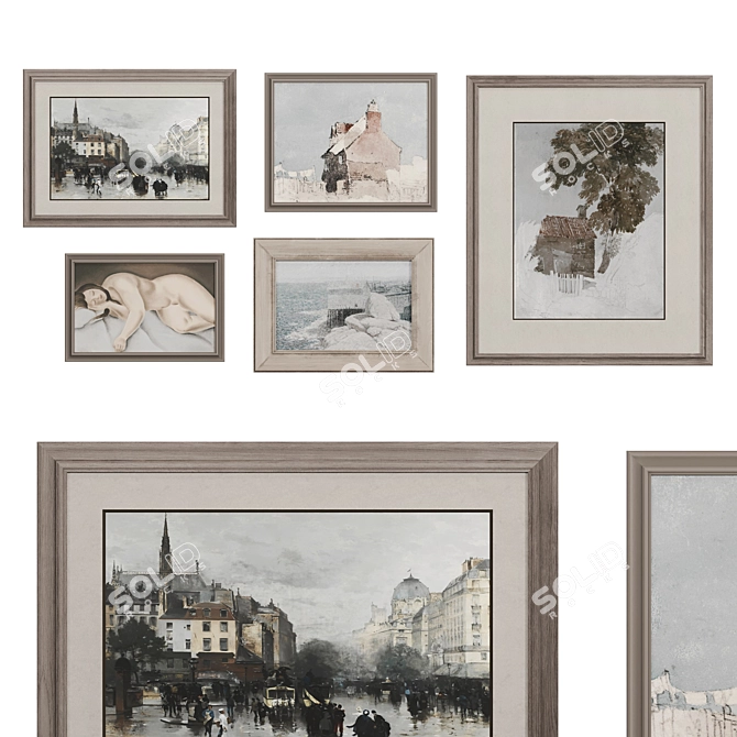 Vintage Style Art Set 3D model image 1