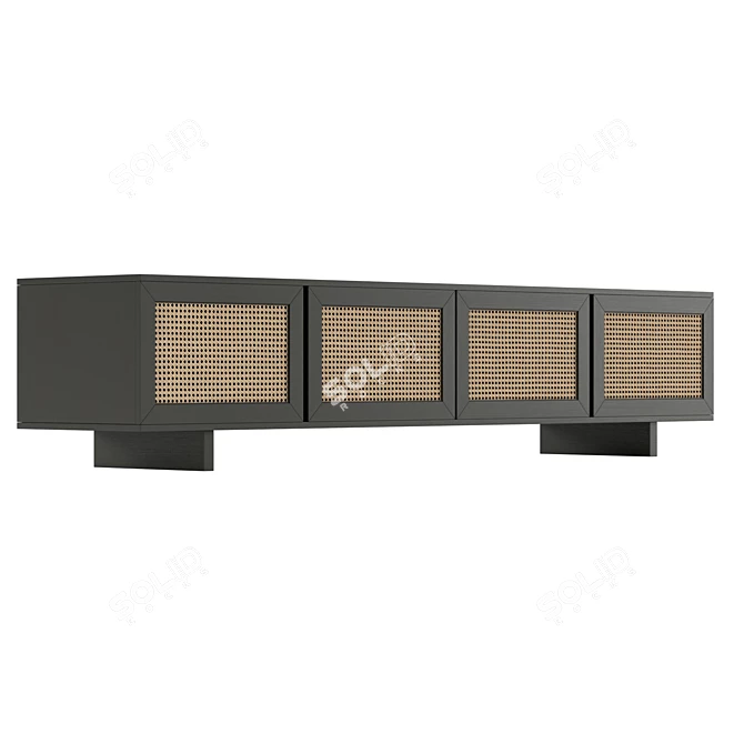 Modern 4-Door Entertainment Unit 3D model image 4