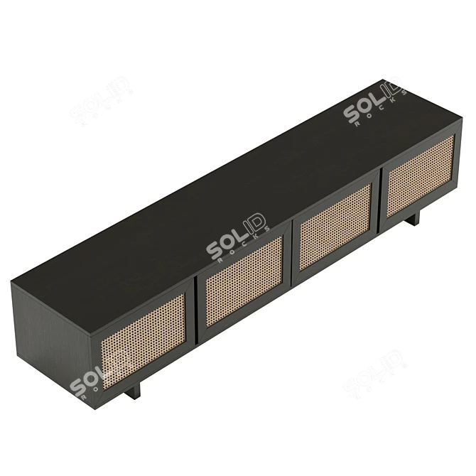 Modern 4-Door Entertainment Unit 3D model image 5