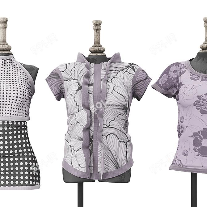 Girls Summer Dress 02 Patterns 3D model image 4