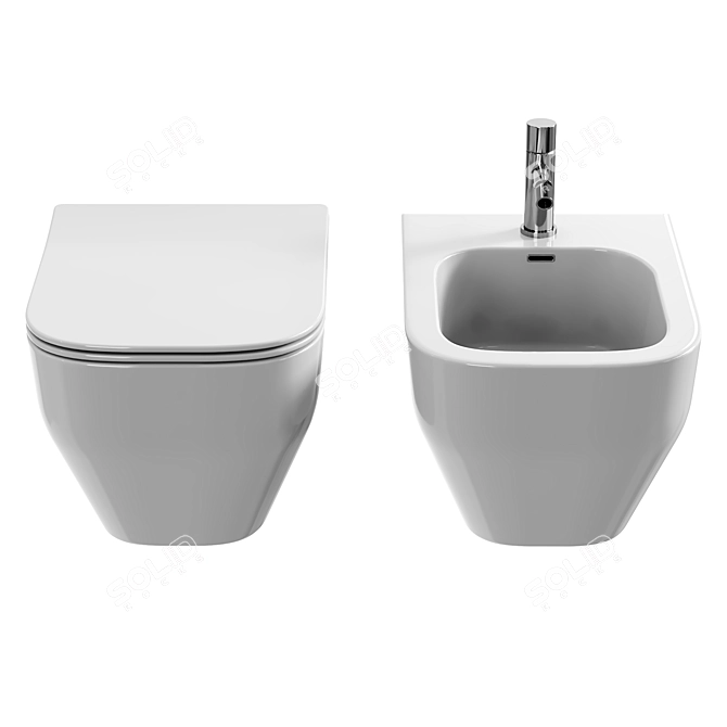 Modern Wall-Hung Rimless Toilet 3D model image 3