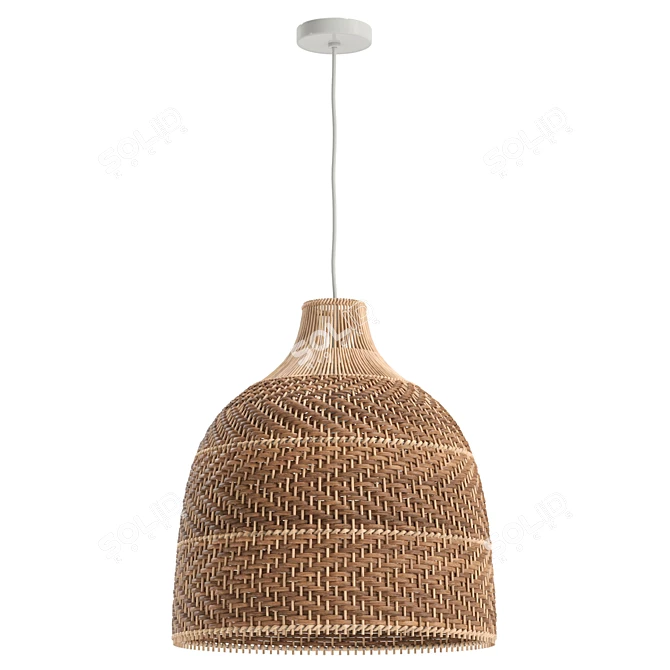 Handcrafted Rattan Pendant Light 3D model image 2