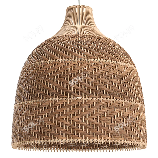 Handcrafted Rattan Pendant Light 3D model image 3