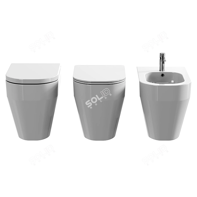 Modern Floor-Mounted Porcelain Toilet 3D model image 2