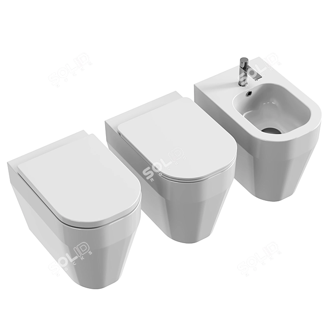 Modern Floor-Mounted Porcelain Toilet 3D model image 3