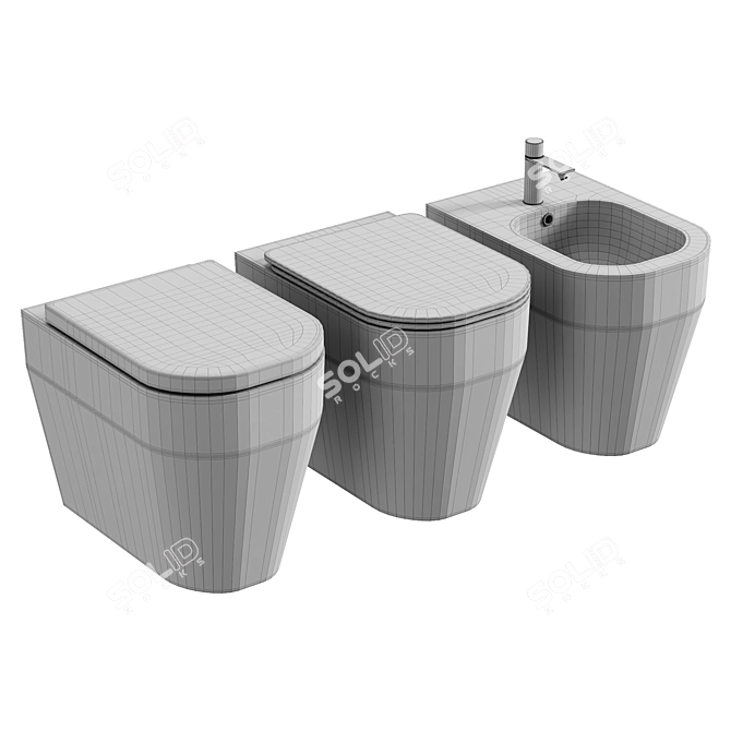 Modern Floor-Mounted Porcelain Toilet 3D model image 4