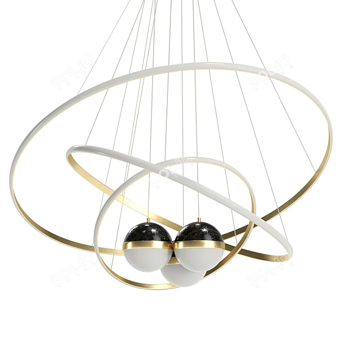 Golden LED Chandelier UV Wrapped 3D model image 4