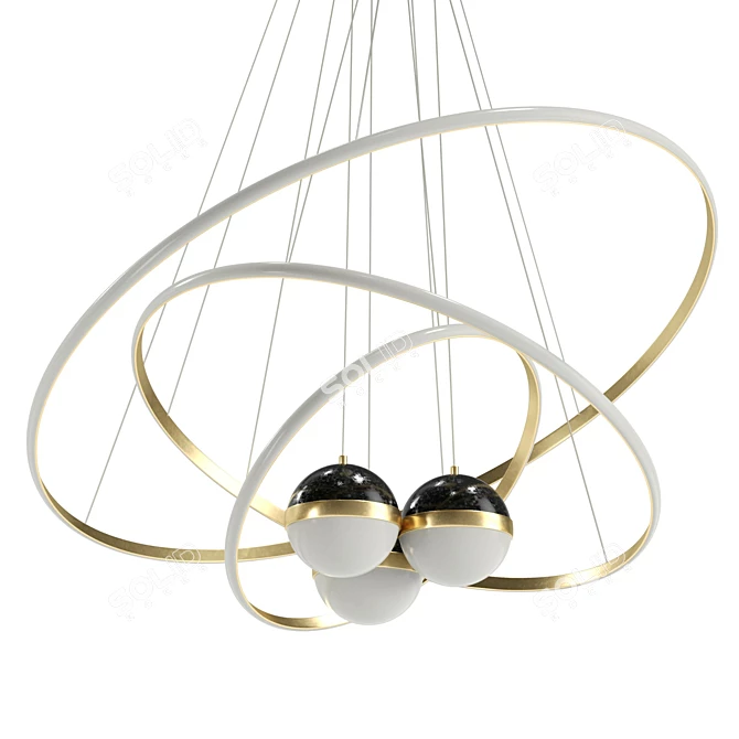 Golden LED Chandelier UV Wrapped 3D model image 5