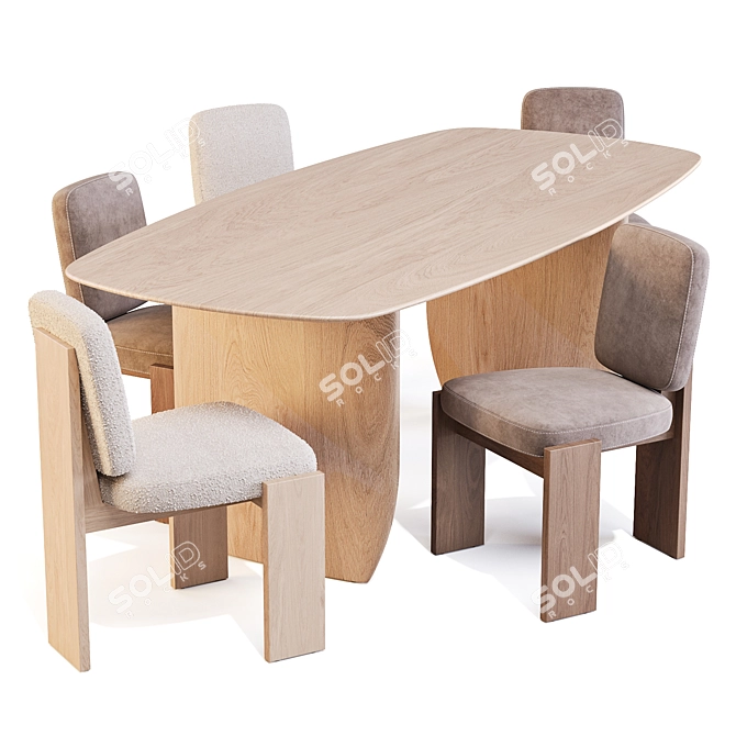 CB2 Retro Chic Dining Set 3D model image 1