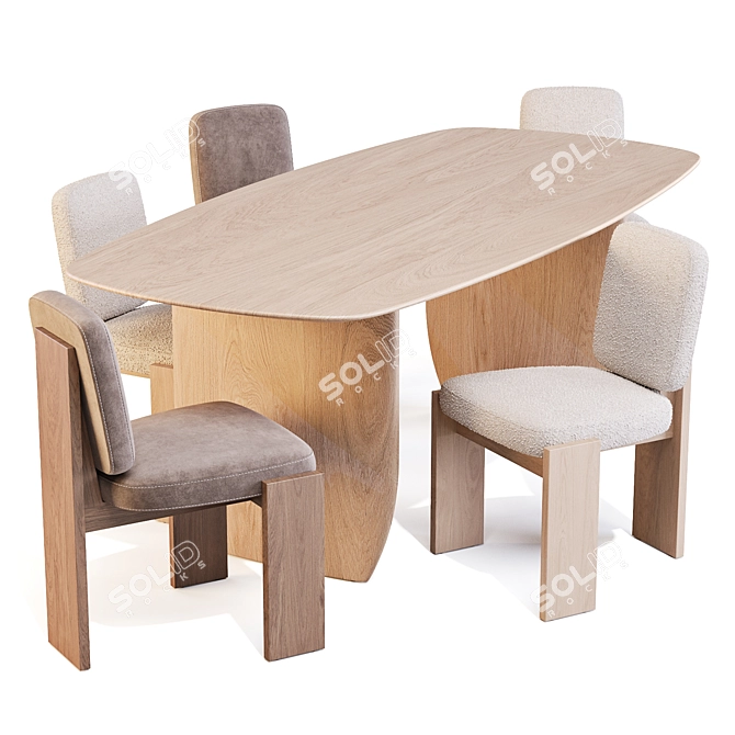 CB2 Retro Chic Dining Set 3D model image 2