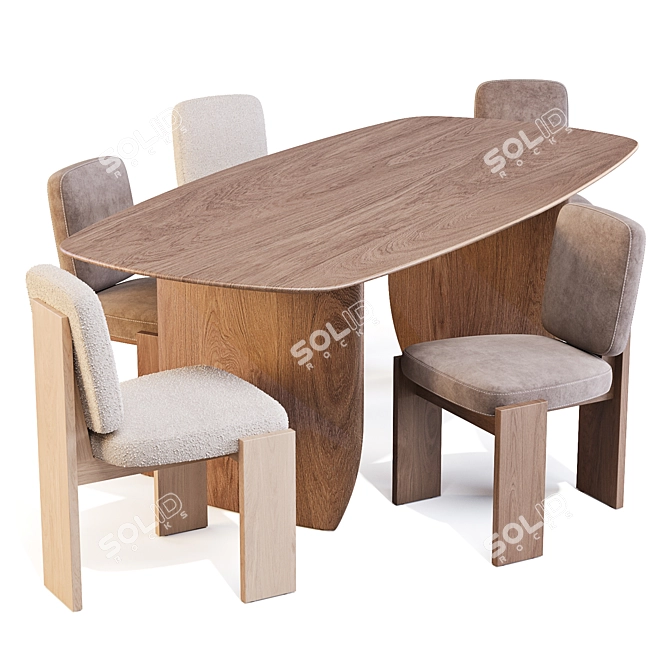 CB2 Retro Chic Dining Set 3D model image 3