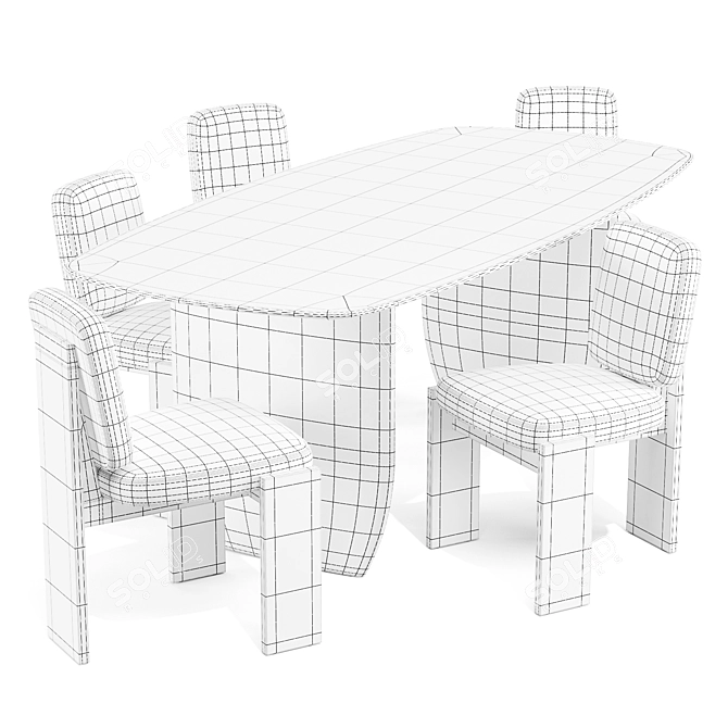 CB2 Retro Chic Dining Set 3D model image 5