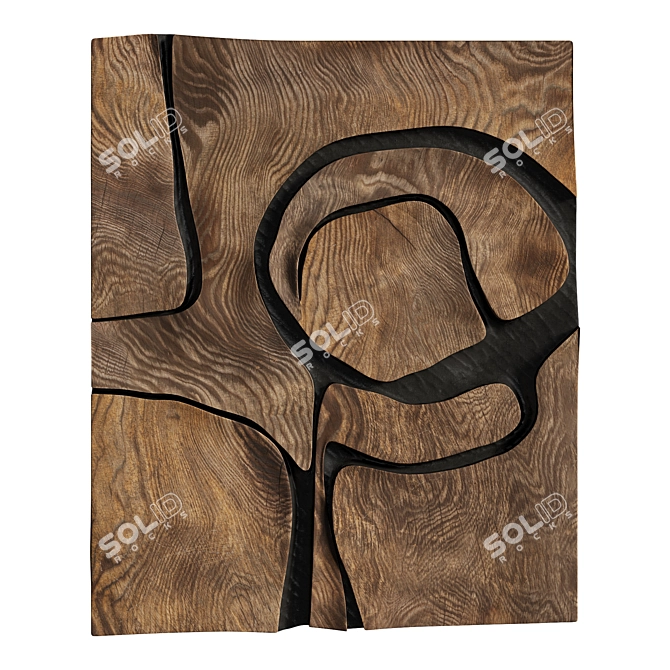 Artistic Wooden Wall Decoration Sculpture 3D model image 5