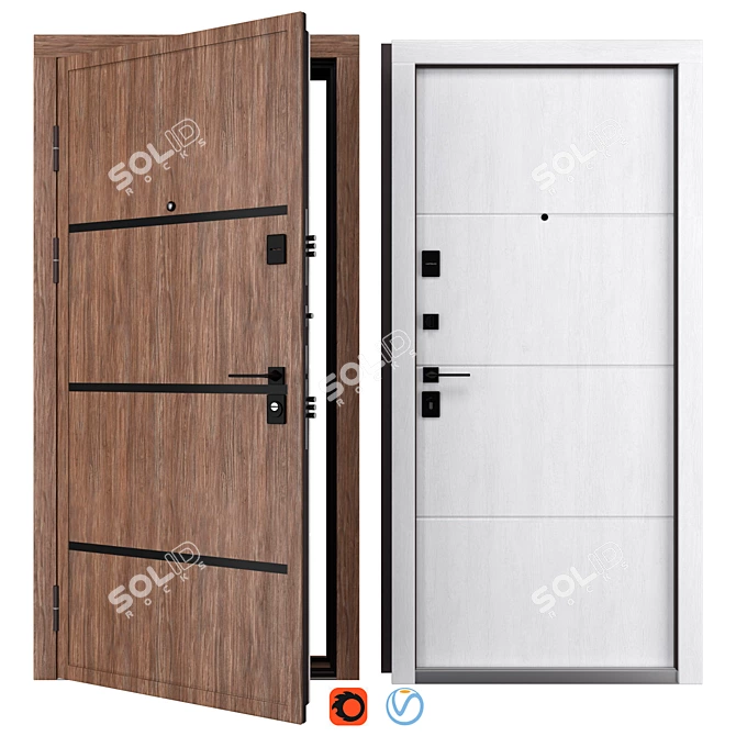 Accord Metal Entrance Door Set 3D model image 1