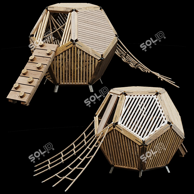 Wooden Dodecahedron Climbing Frame 3D model image 1