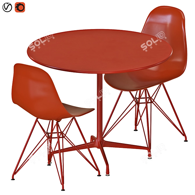 Eames Dining Set with Recycled Plastic Chairs 3D model image 1