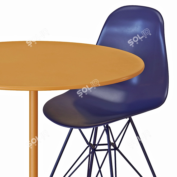 Eames Dining Set with Recycled Plastic Chairs 3D model image 2