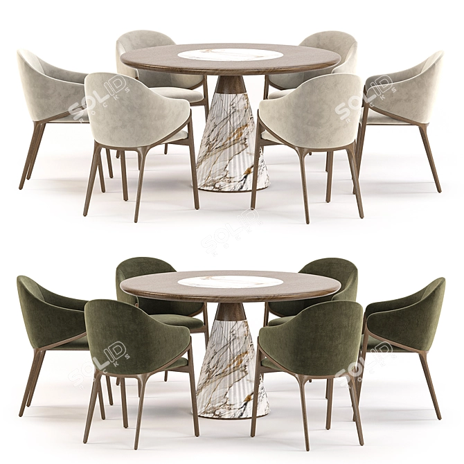 Elegant Modern Dining Set 3D model image 1