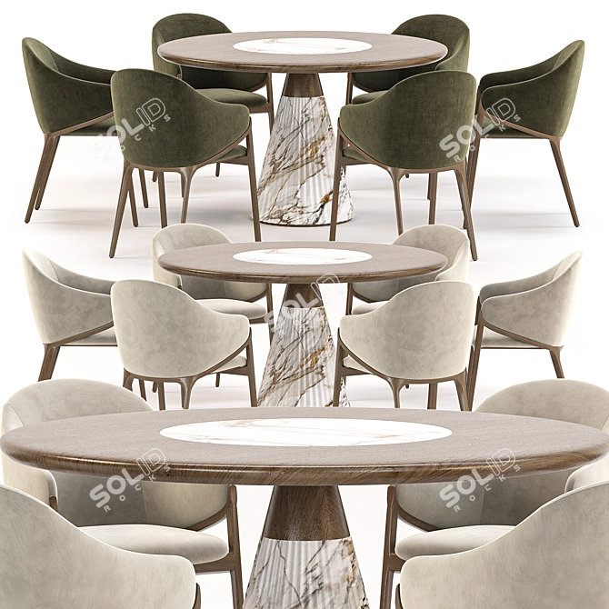 Elegant Modern Dining Set 3D model image 2