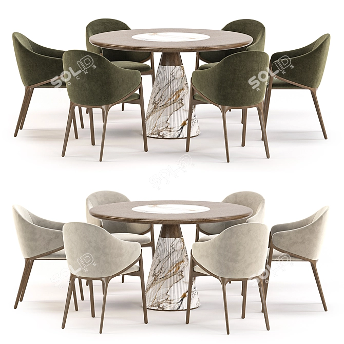 Elegant Modern Dining Set 3D model image 3