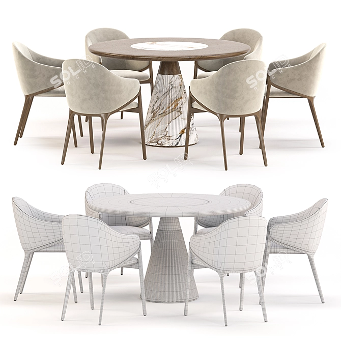 Elegant Modern Dining Set 3D model image 4