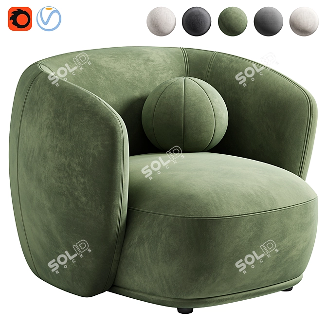 Modern Armchair Rene Meridiani 3D model image 3