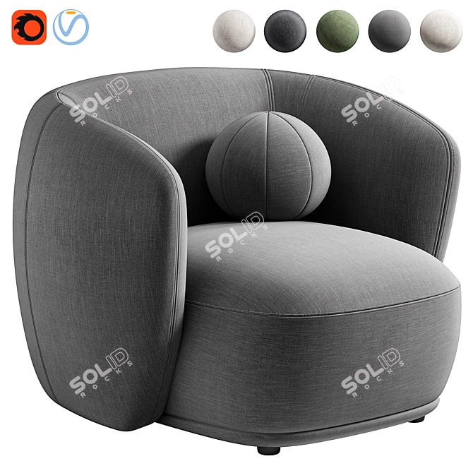 Modern Armchair Rene Meridiani 3D model image 4