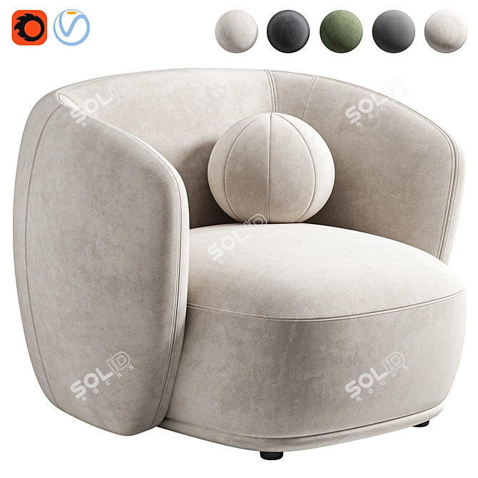 Modern Armchair Rene Meridiani 3D model image 6