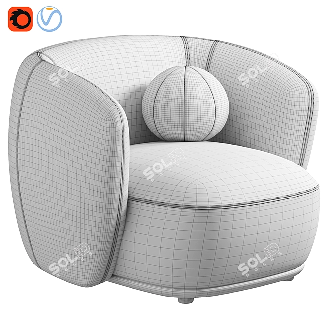 Modern Armchair Rene Meridiani 3D model image 7