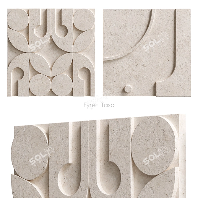 Hand-Carved White Tile Wall Art 3D model image 1