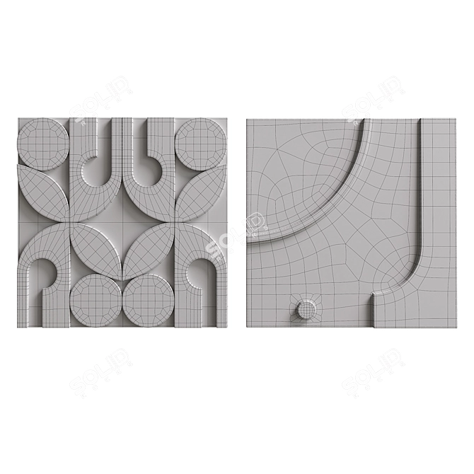 Hand-Carved White Tile Wall Art 3D model image 3