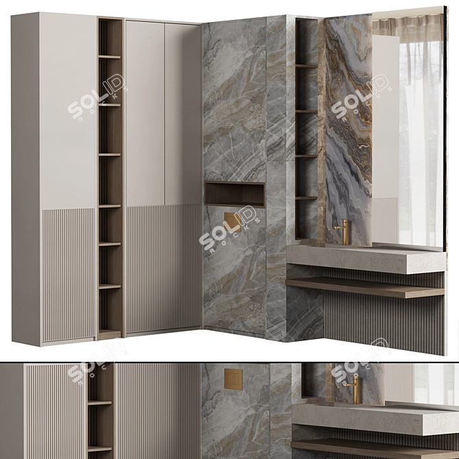 Modern Bathroom Cabinet Set 3D model image 1