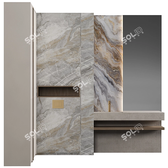 Modern Bathroom Cabinet Set 3D model image 2